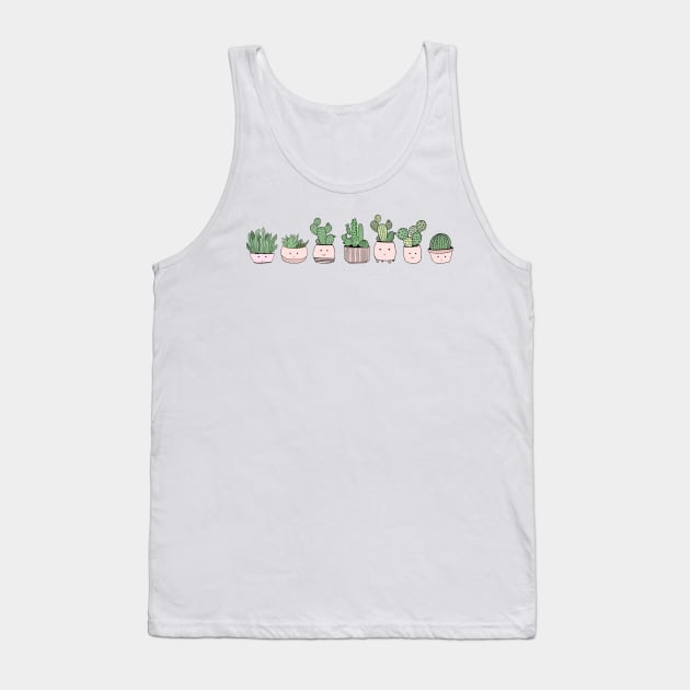 Cute smiling succulents in flowerpots Tank Top by bigmomentsdesign